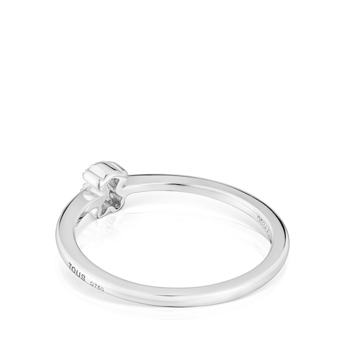 Anillo pequeño oso de oro blanco con diamantes TOUS Grain