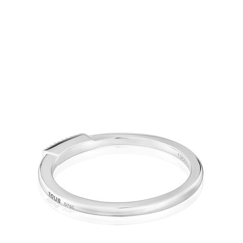 Anillo pequeño tira de oro blanco con diamantes TOUS Grain
