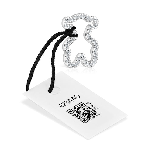 Colgante oso de oro blanco con diamantes 14 mm Icon Gems