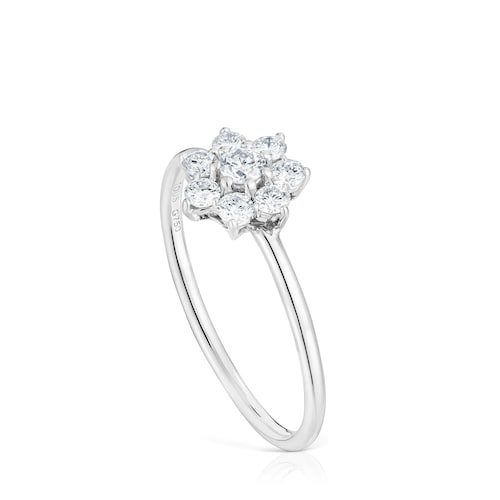 Anillo de oro blanco y diamante Daisy